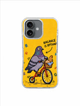 Balance Is Optional pigeon bicycle artwork — Golden Wobble Courier