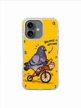 Balance Is Optional pigeon bicycle artwork — Small-Wheel Steady Path