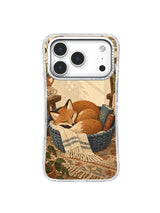 Fox under a cream scarf with open book iPhone case design