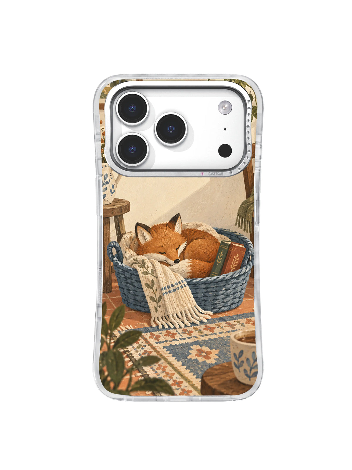 Sleeping fox and hidden leaf storybook phone case artwork