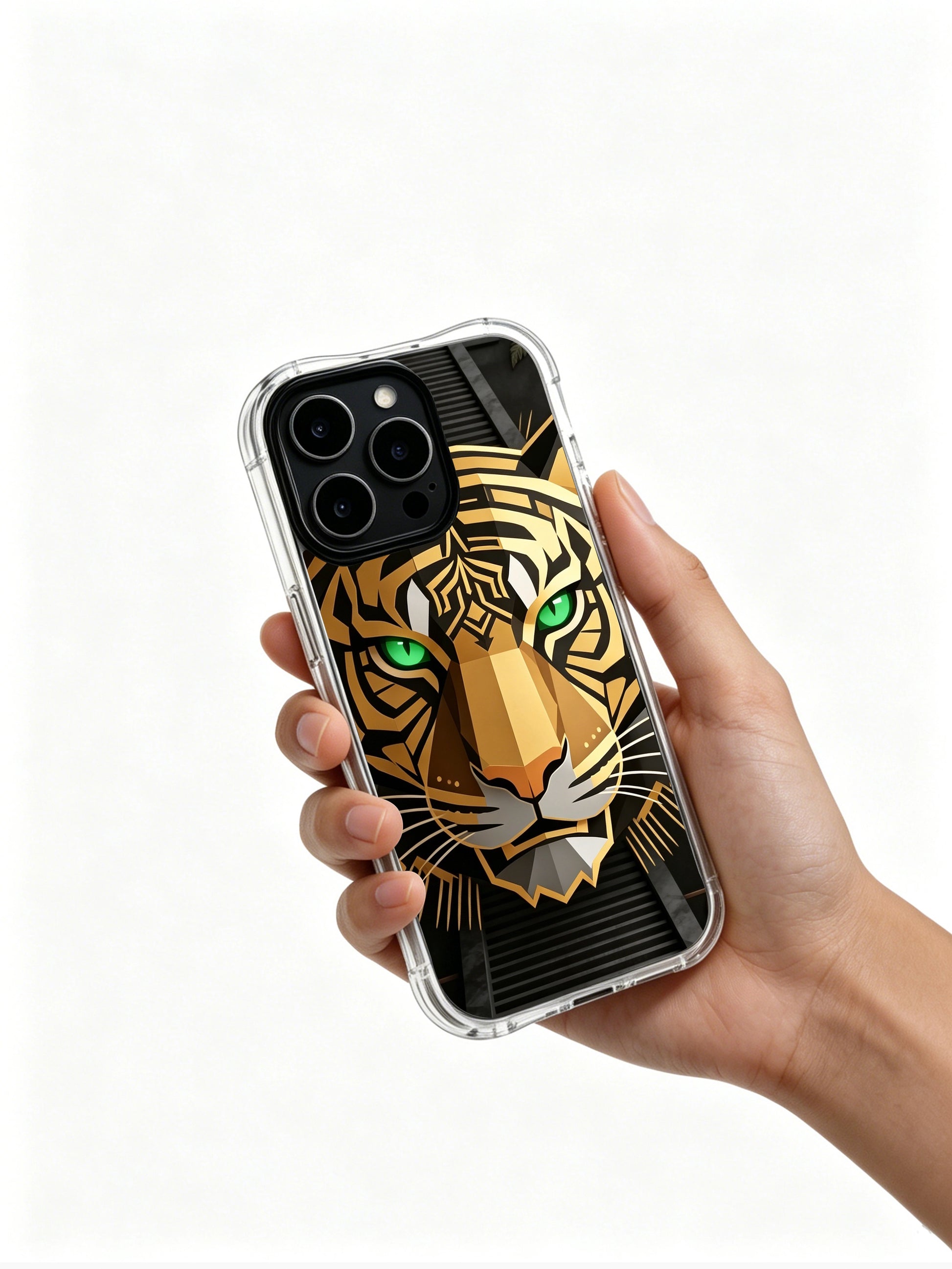 Bengal rainforest totem PhoneCasing, trendy iPhone 14 Plus Case with shadow king motif, drop proof sturdy mobile phone casing.