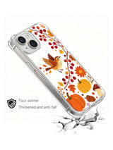 Berry Wren Autumn Thanks: Angled illustrated case above a drawn cracked surface.
