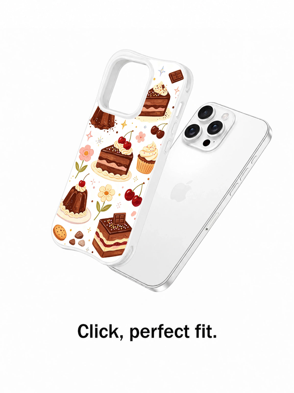 Birthday Chocolate Dream Bakery: Illustrated case shown separately beside a rear-facing phone.