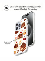 Birthday Chocolate Dream Bakery: Overlapping front phone view and illustrated rear case view.