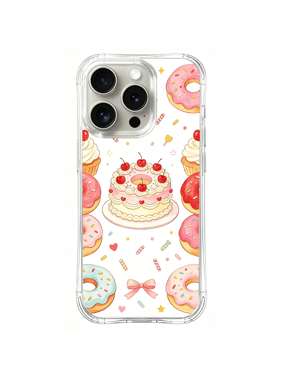 Cherry Sprinkle Donuts pattern iPhone 15 Pro Max Case