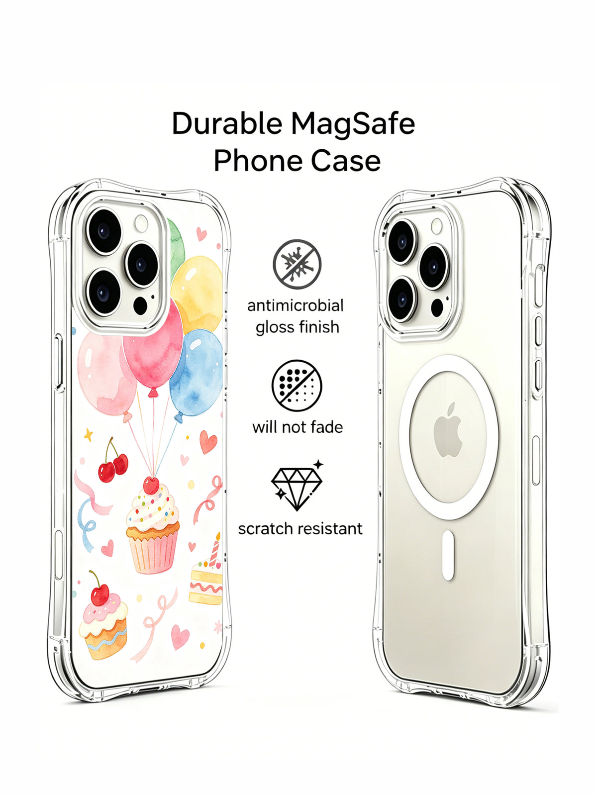 Birthday Lucky Candy Collection: Illustrated rear case beside a second rear phone view.