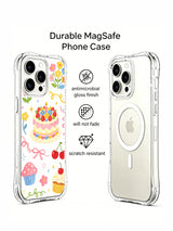 Birthday Rainbow Candy Celebration: Illustrated rear case beside a second rear phone view.