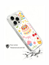 Birthday Rainbow Candy Celebration: Angled illustrated case above a drawn cracked surface.