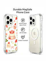 Birthday Strawberry Garden Party: İkinci telefon arkası görünümünün yanında desenli kılıf arkası.