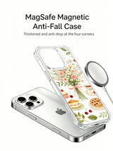 Birthday Tea Party Garden: Phone, separate illustrated case and round accessory arranged together.