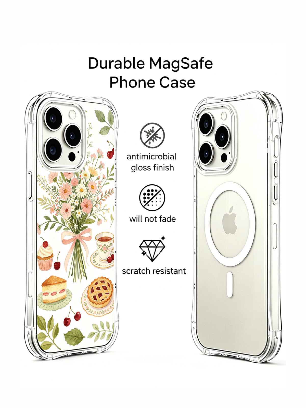 Birthday Tea Party Garden: Illustrated rear case beside a second rear phone view.