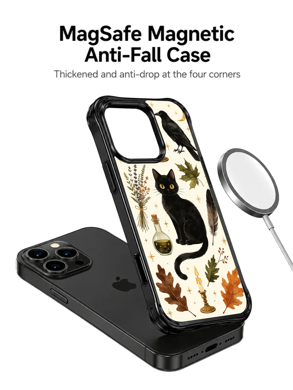 Black Cat Herb Library iPhone 14 Pro case with MagSafe accessory