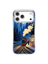 Black Cat Midnight Railway Lantern Platform Arrival artwork on iPhone case