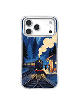 Black Cat Midnight Railway Moonline Departure artwork on iPhone case