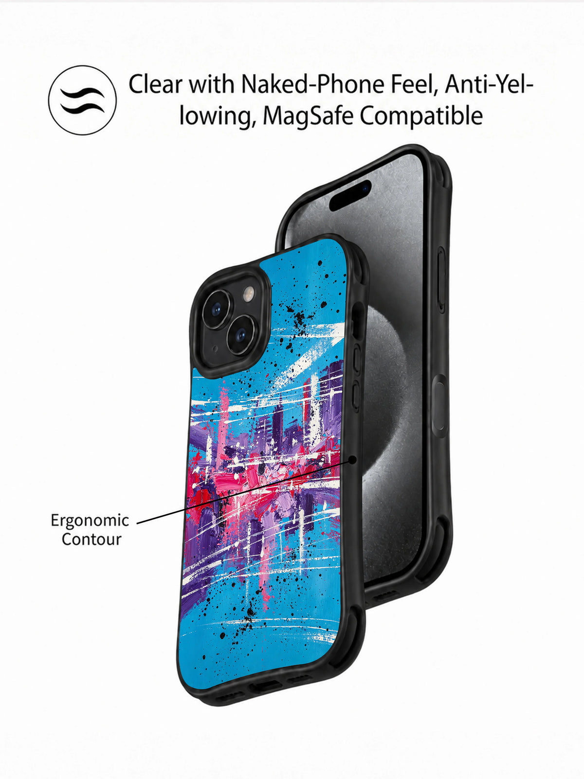 City Rhythm Stage iPhone 15 Plus case angled presentation