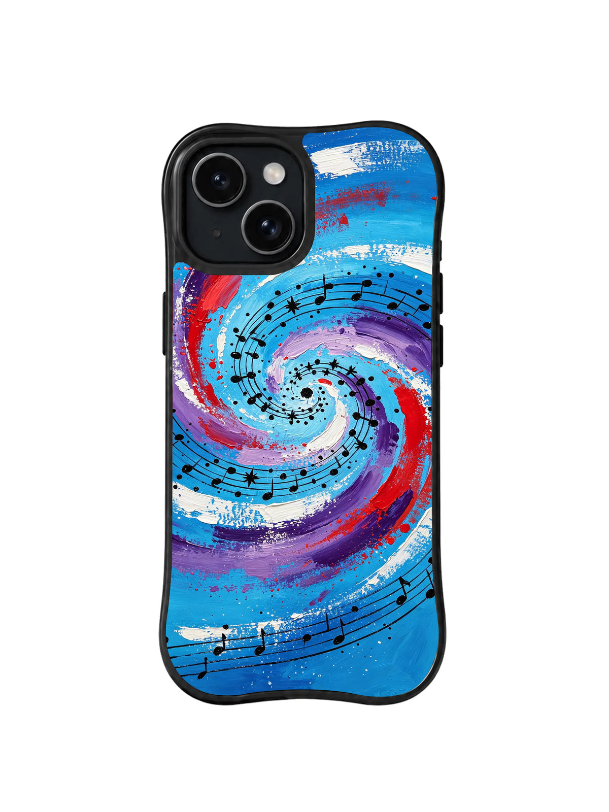 Spiral Music Pulse blue musical notes iPhone 15 Plus case