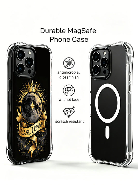 Nevada Black Rock Desert inspired moon totem PhoneCasing, artistic iPhone 14 Plus Case with starry nebula details, scratch resistant durable iPhone 14 Plus casing.