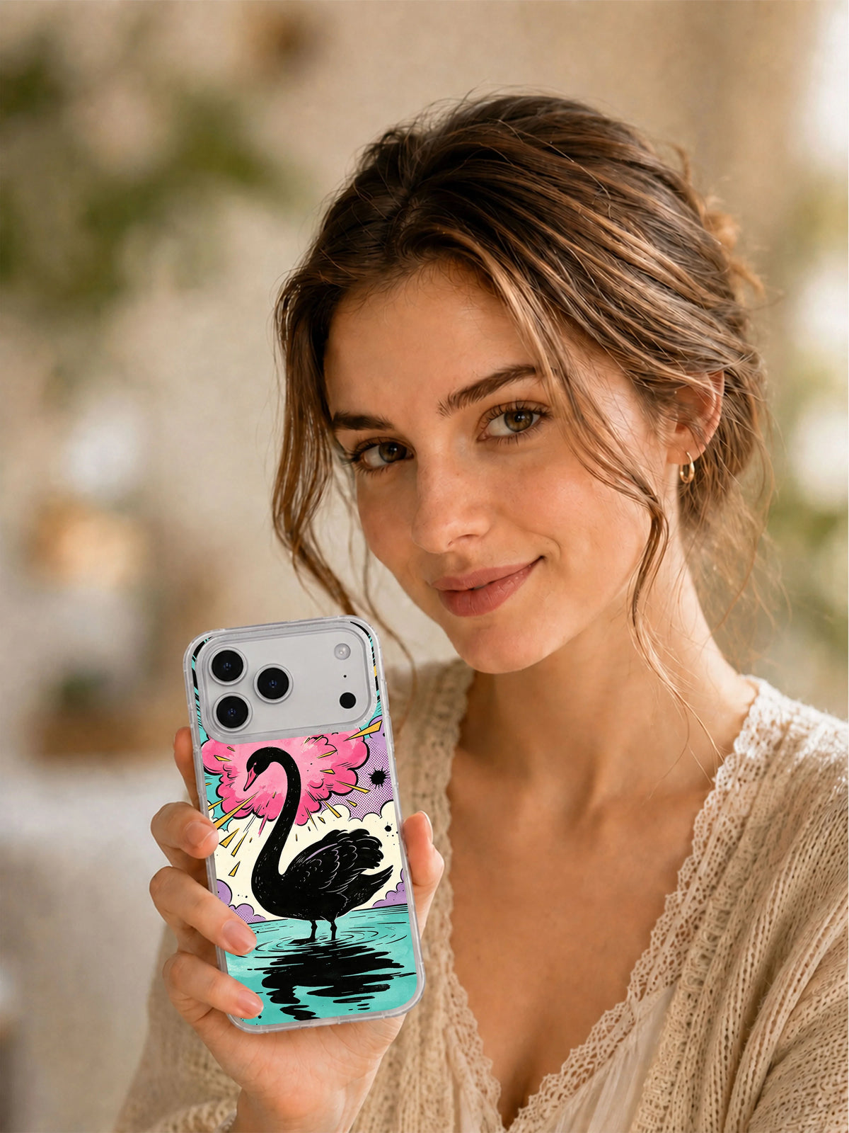 Black Swan Voltage iPhone case lifestyle view