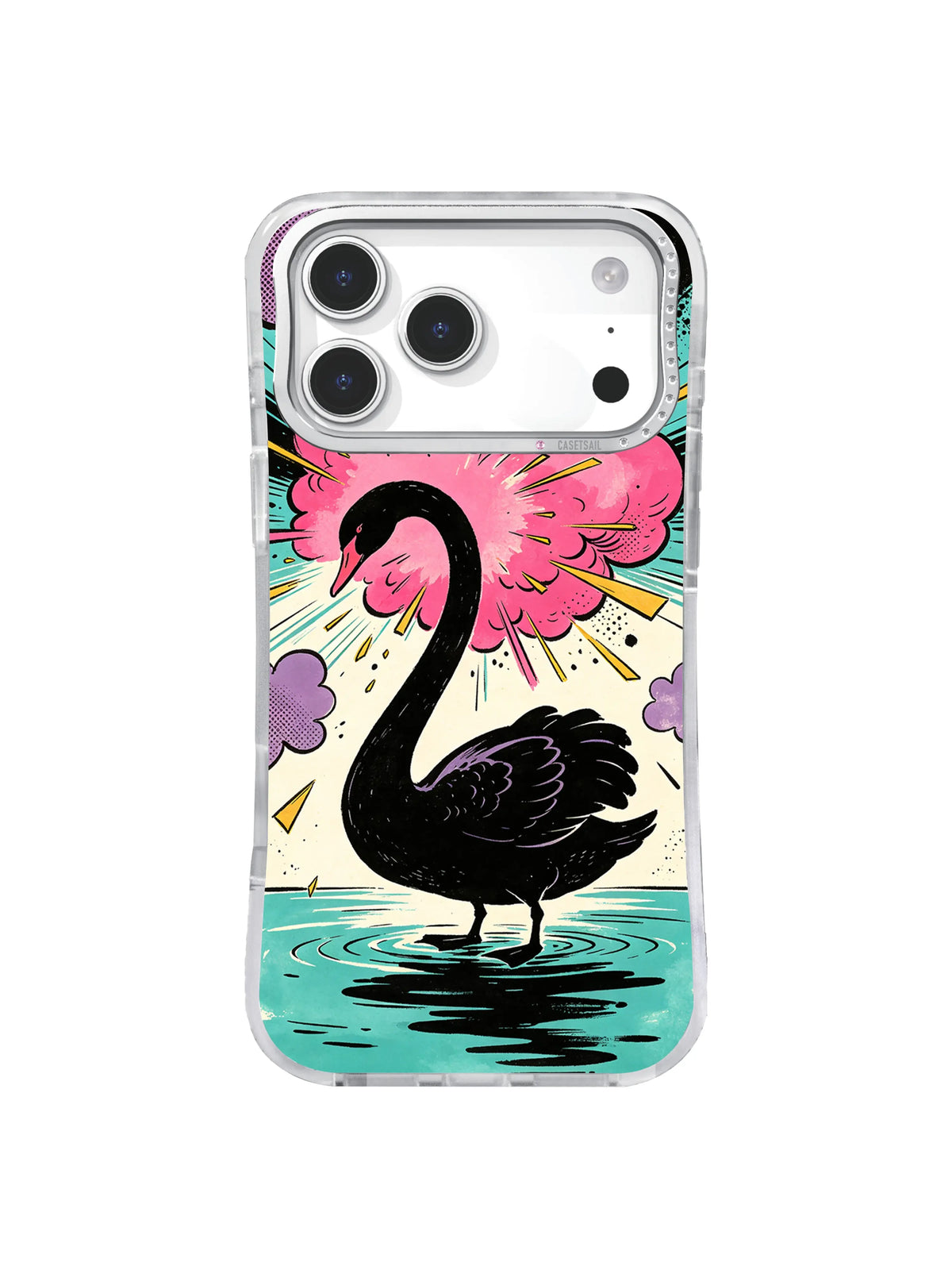 Turquoise Ripple Swan illustrated iPhone case artwork