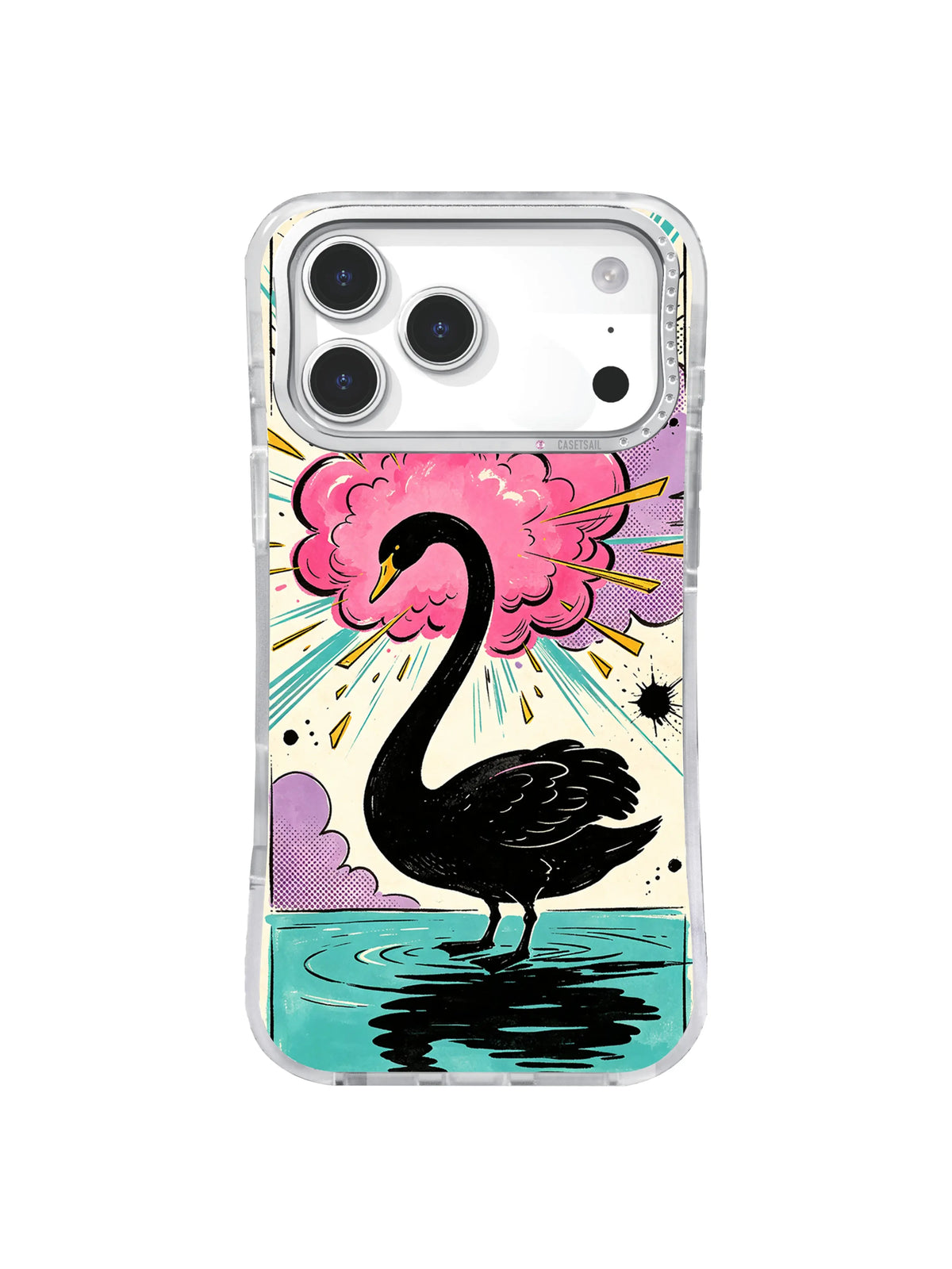 Lavender Cloud Swan graphic iPhone case artwork