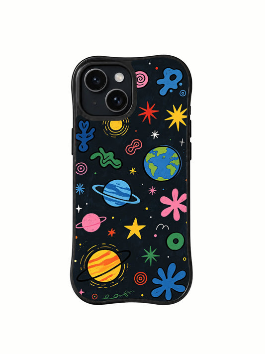 Black Velvet Universe iPhone 14 case front view