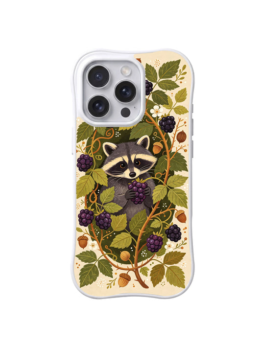 Blackberry raccoon iPhone 15 Pro Max case by Elowen Fern
