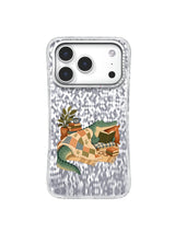 Crocodile reading beside a cooling dusty-blue tea cup and books in a cozy phone case design.