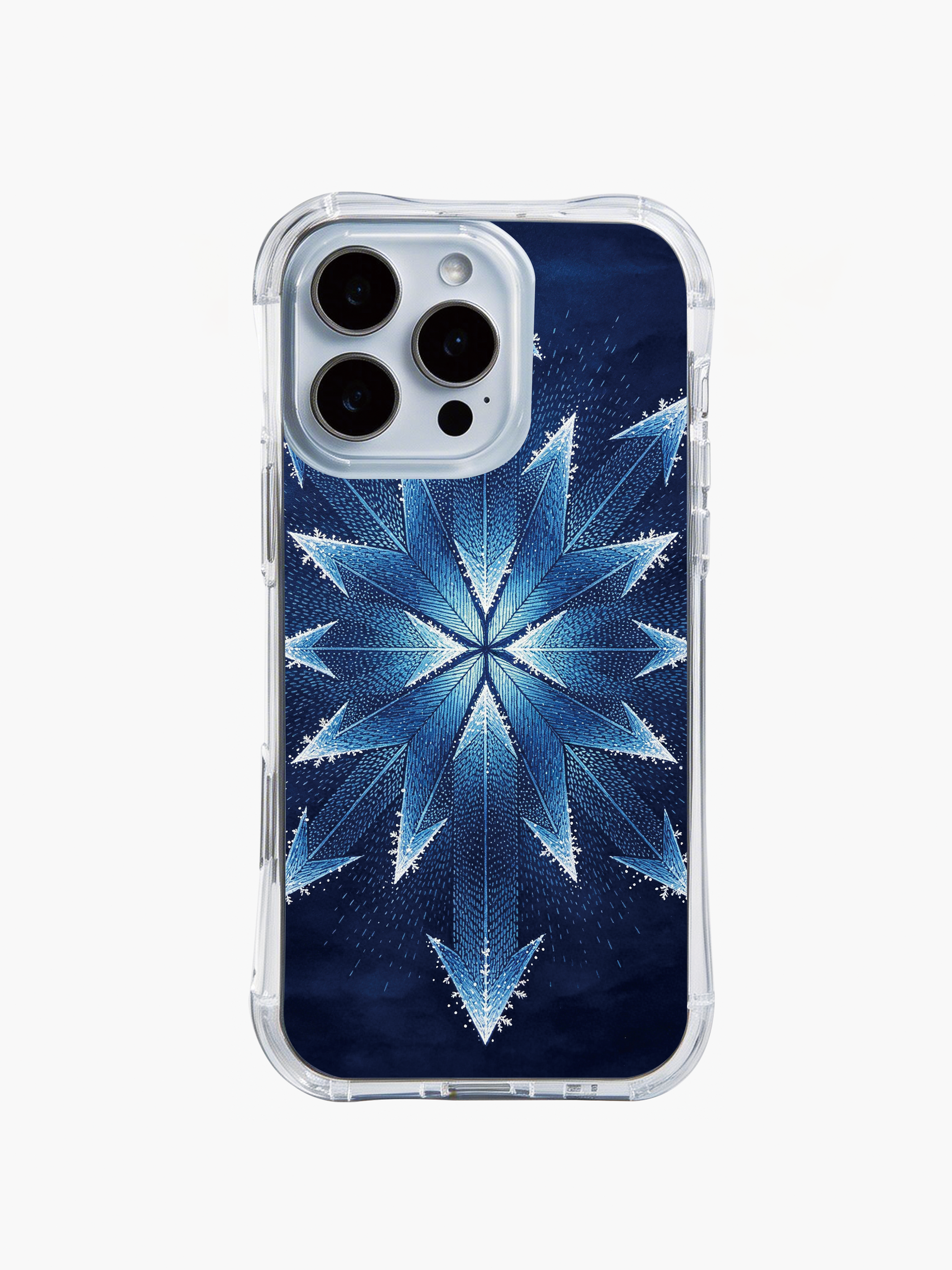 PhoneCasing iPhone 14 Pro Max Case with blue arrow sigil print, durable transparent case with anti-drop protection.
