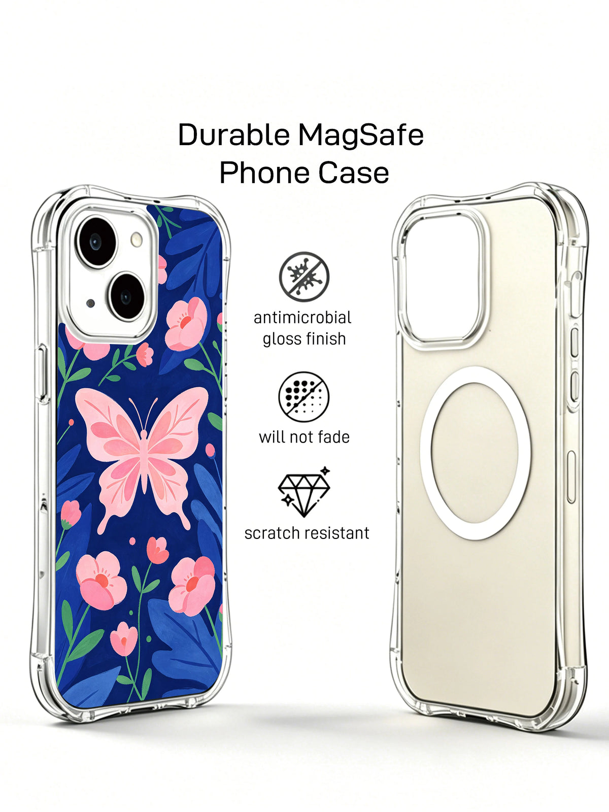 Blue Butterfly Garden MagSafe iPhone 14 case