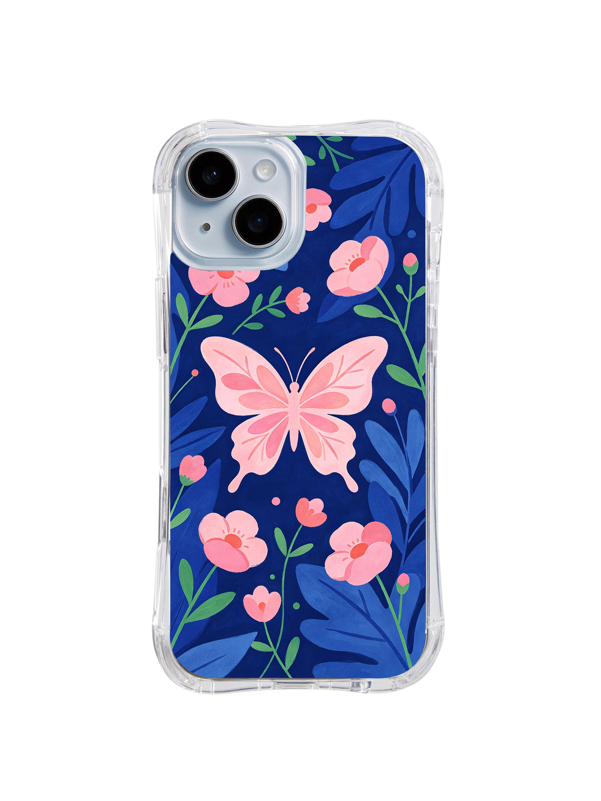 Pink Butterfly Meadow iPhone 14 case pattern