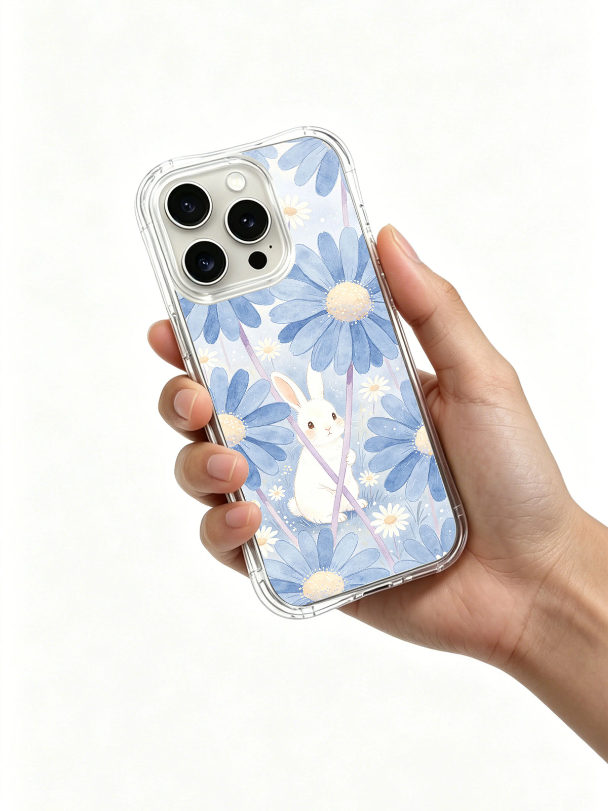 Elowen Fern blue floral bunny phone case art