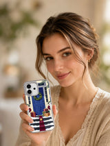 Lifestyle view of The Blue Door of December iPhone 17 case