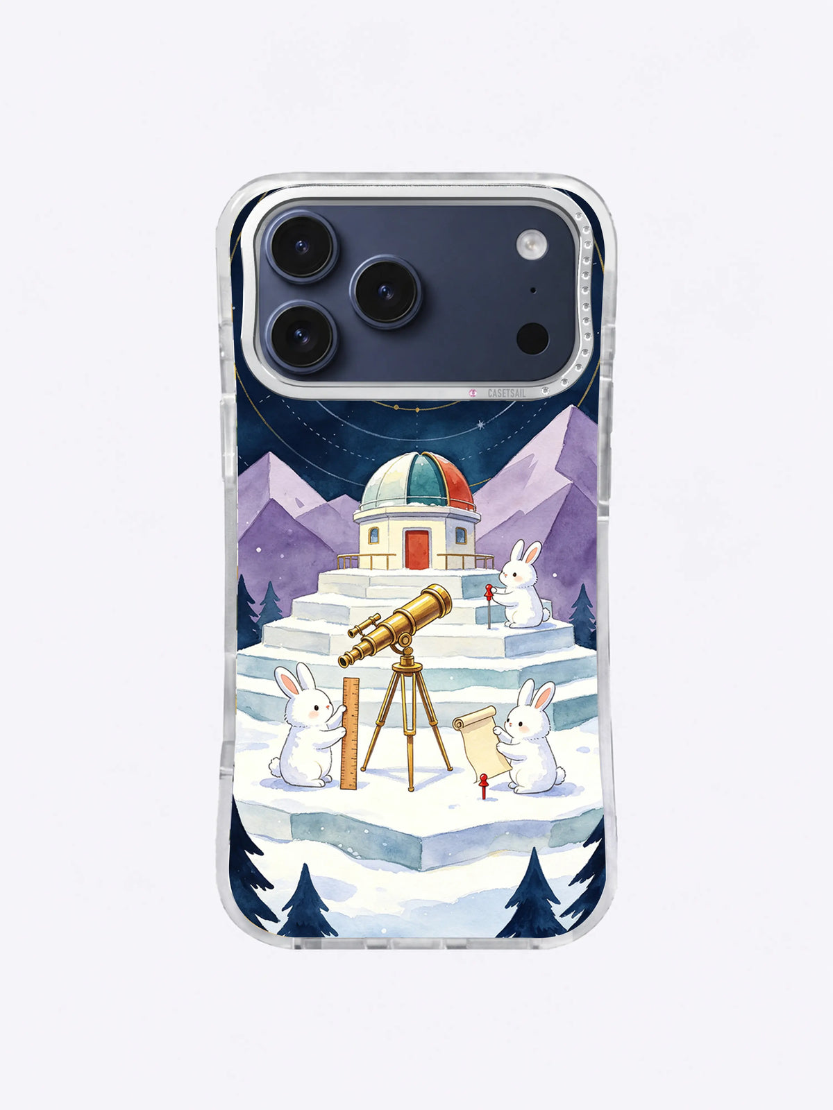 Brass Arc Focus Station winter rabbit iPhone case artwork