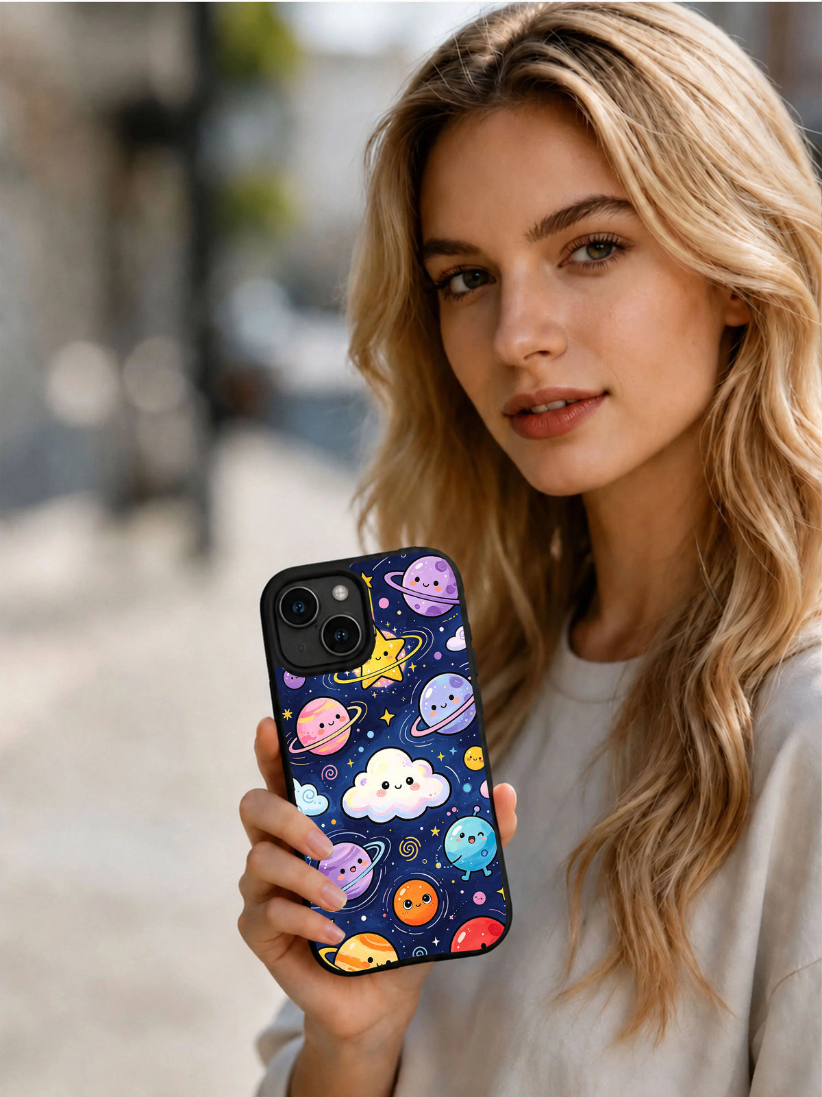 Product or handheld view of the Blue Hour Smile Orbit case