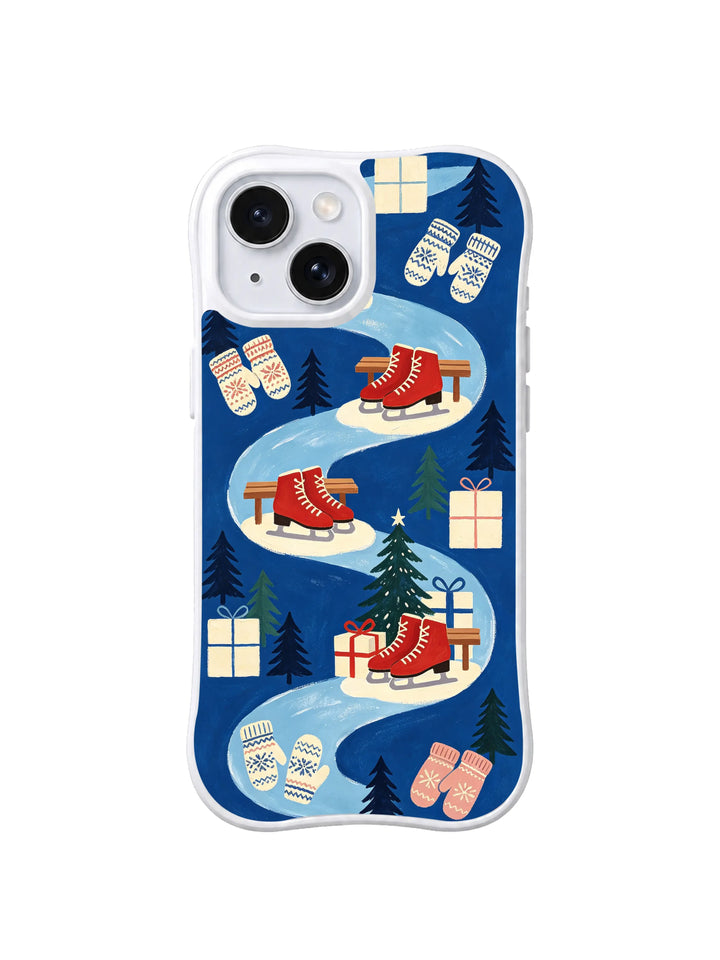Blue Ice Holiday iPhone 15 Case – Cute Ice Skating Art