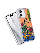 Flowers Along the Blue Lane transparent case angled view for iPhone 17 Pro