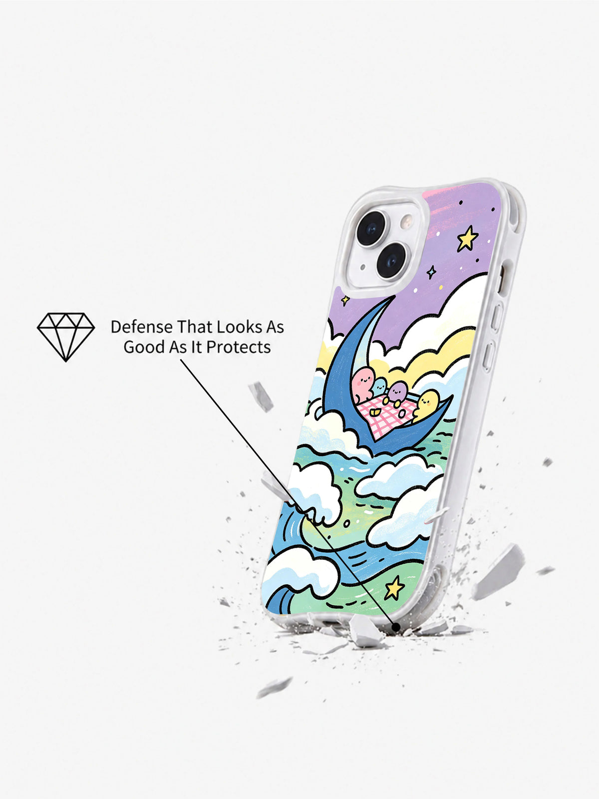 Blue Moon Picnic iPhone 14 case drop protection