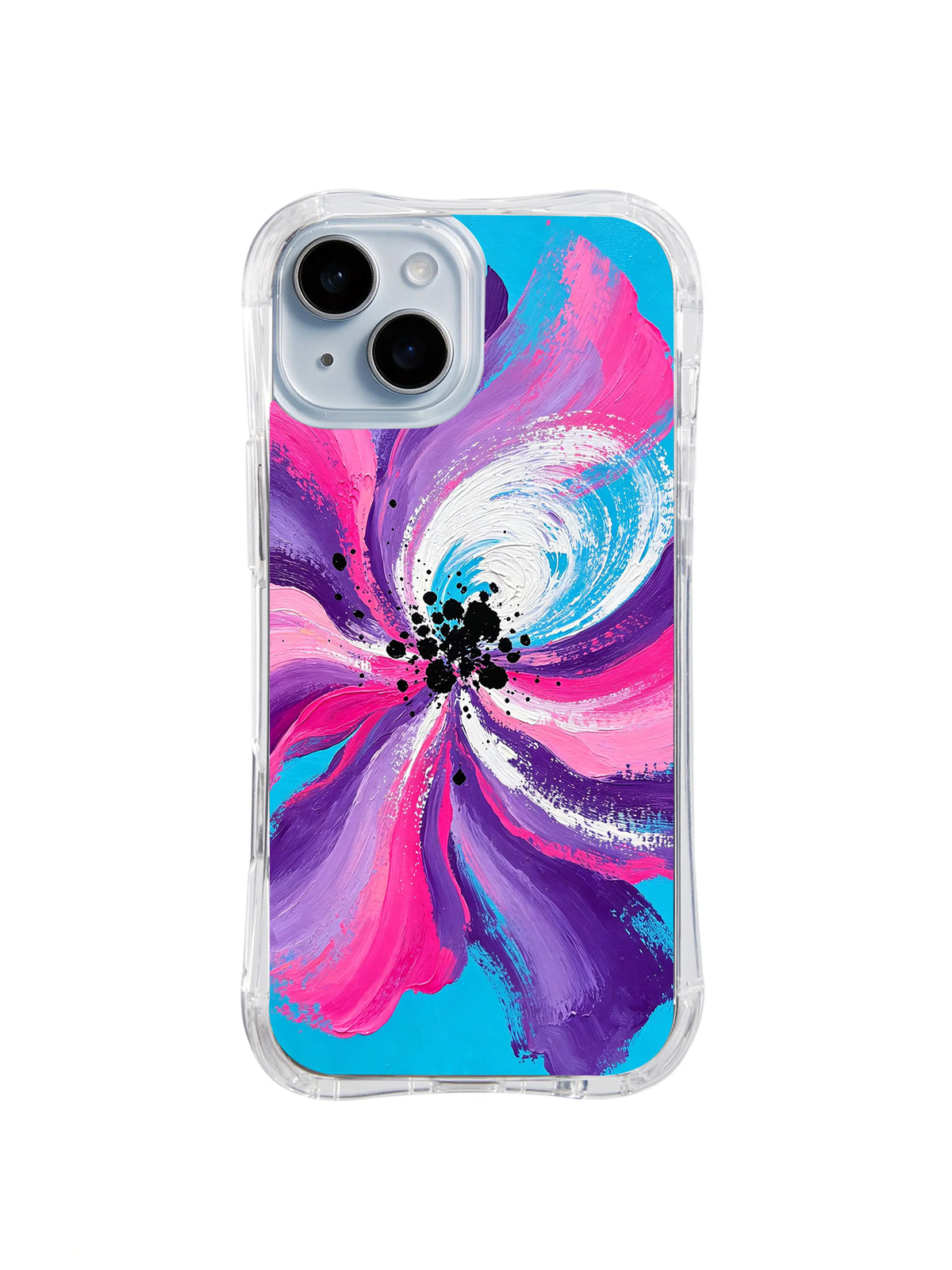 Garden Vortex purple pink flower art iPhone 15 Plus case