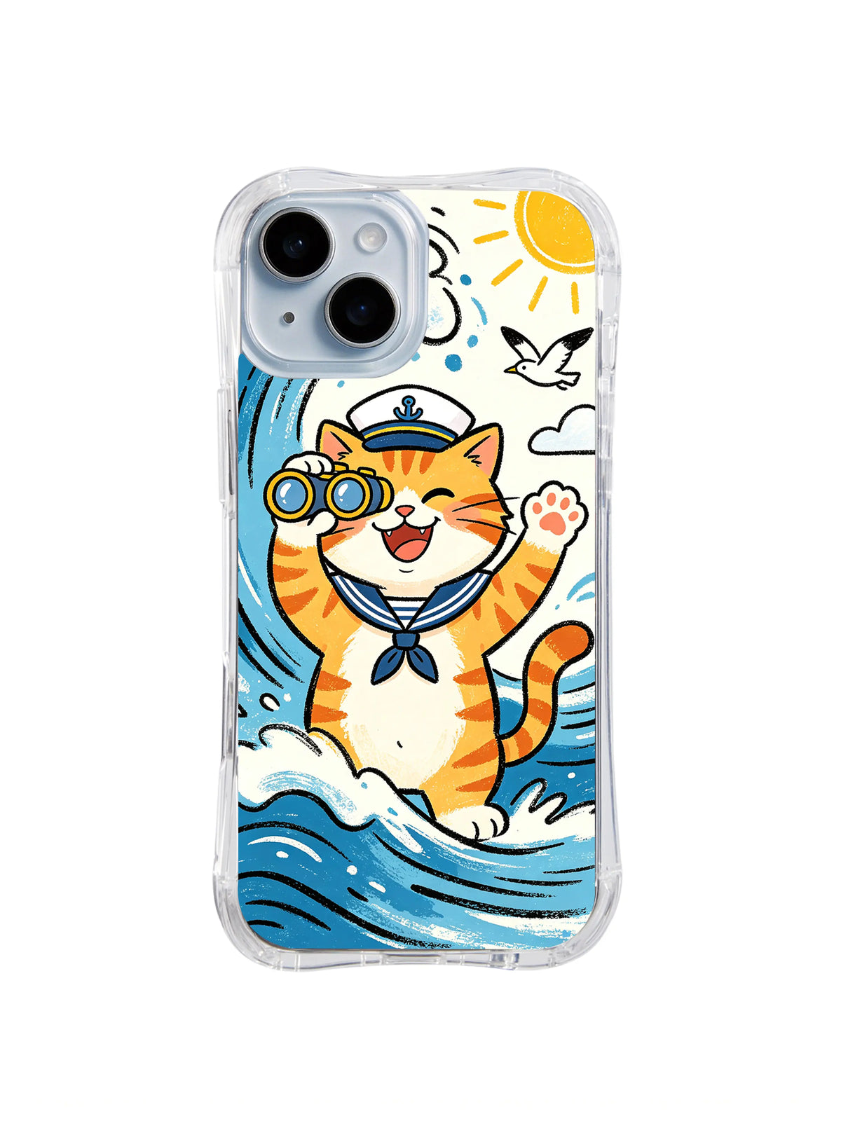 Binocular Sea Scout – Blue Ocean Cat Adventure iPhone 13 case by Kito Bramble