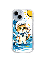 Sunlit Sailor Wave – Blue Ocean Cat Adventure iPhone 13 case by Kito Bramble