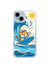 Surfing Cat Explorer – Blue Ocean Cat Adventure iPhone 13 case by Kito Bramble