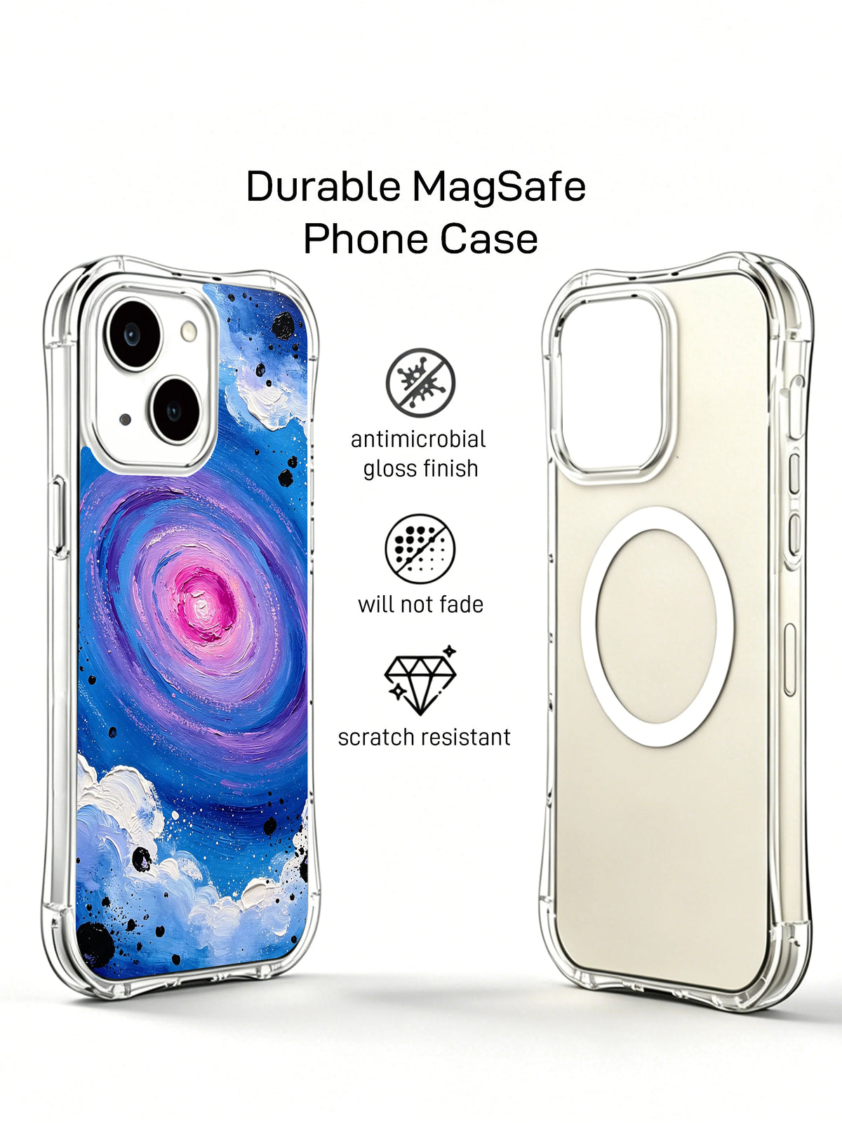 Rose Orbit Cloud iPhone 15 Plus case camera detail