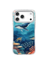 Humpback whale crossing a deep blue ocean passage on an iPhone case