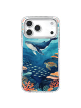 Sea turtle moving through coral currents on an iPhone case