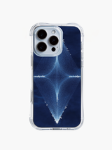 PhoneCasing iPhone 14 Pro Max Case featuring blue void-inspired geometry, shockproof clear cover with mysterious cold aesthetic.
