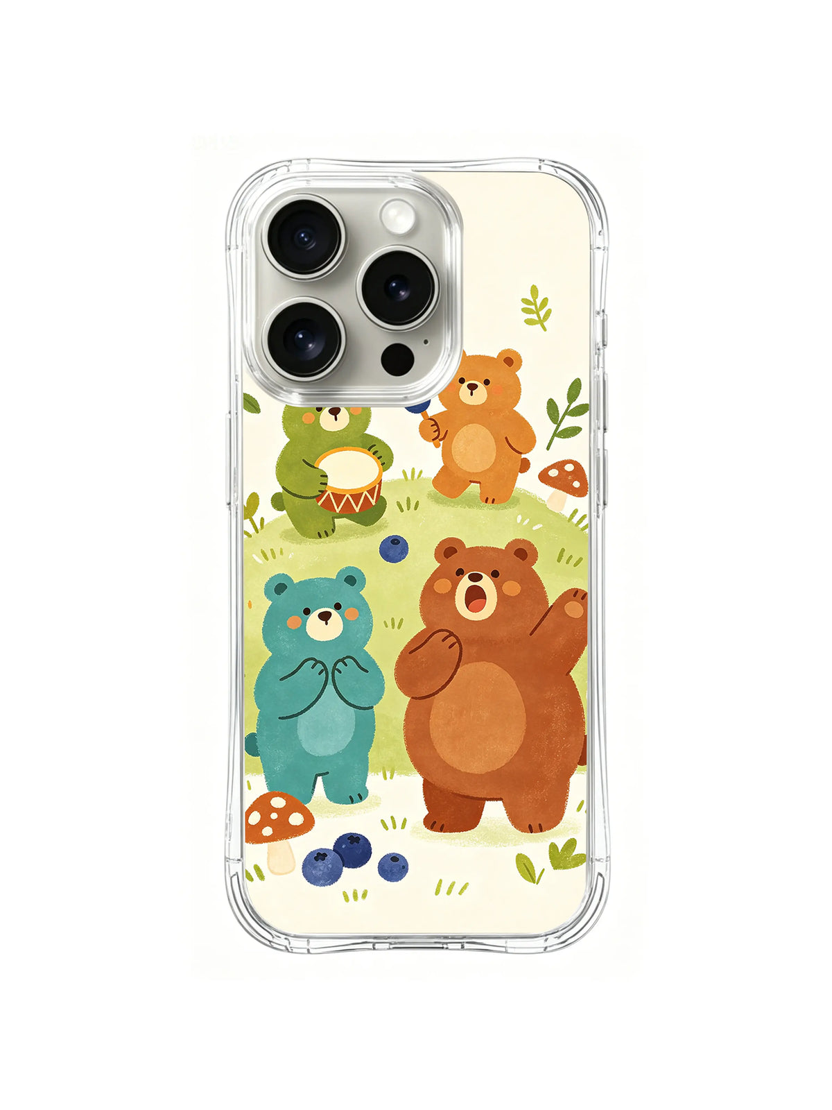 Blueberry Bear Band iPhone 14 Pro Max case in Meadow Drum Chorus artwork