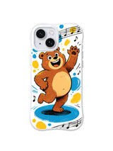 Musical Wave Bear: A smiling brown bear dances on a blue circle beneath music notes.