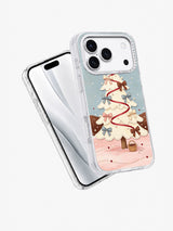 Blush Bow Snow Tree iPhone 17 Pro case angled view