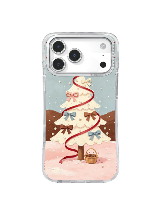 Blush Bow Snow Tree coquette winter iPhone 17 Pro case pattern 1