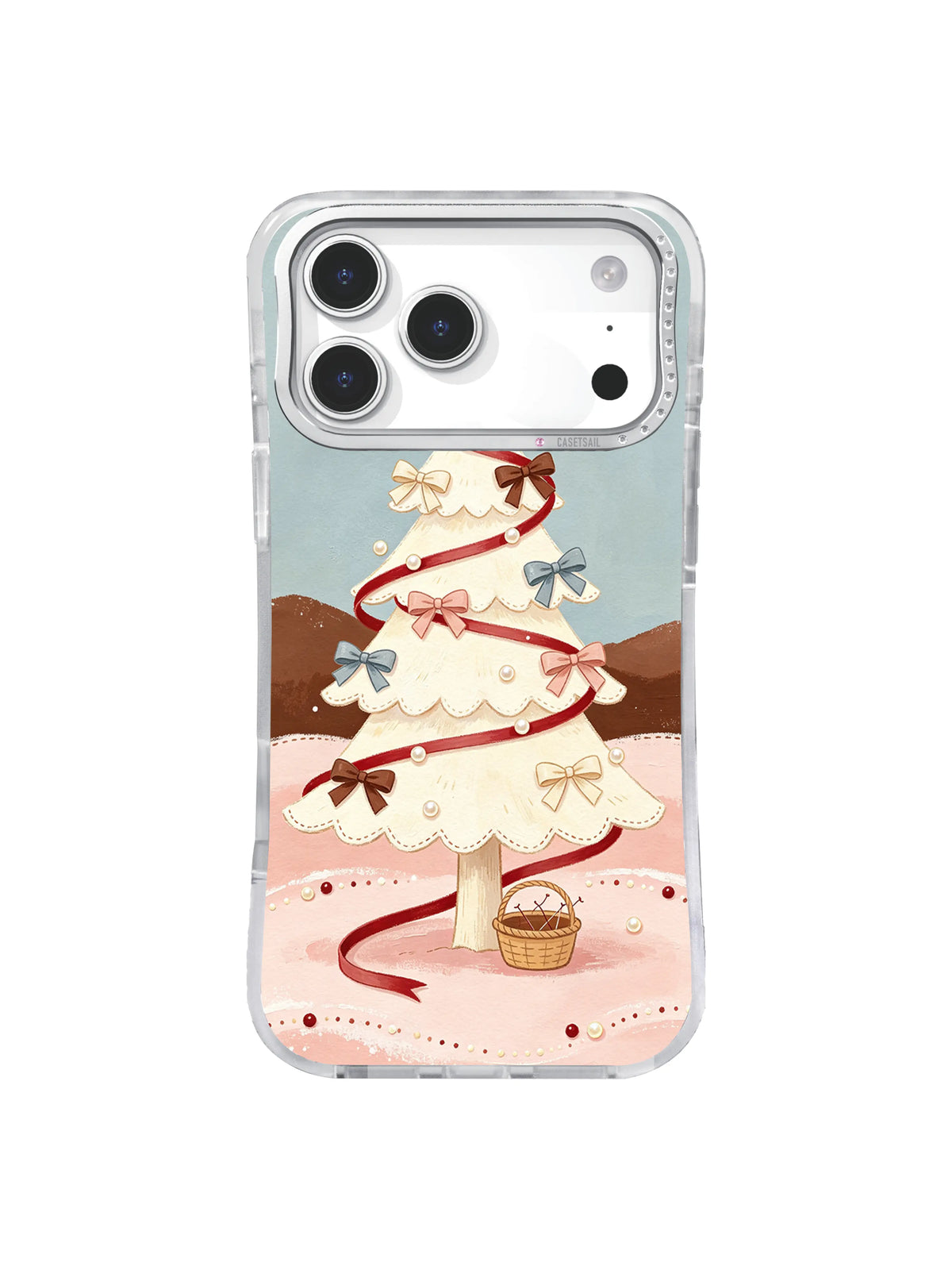 Blush Bow Snow Tree coquette winter iPhone 17 Pro case pattern 3